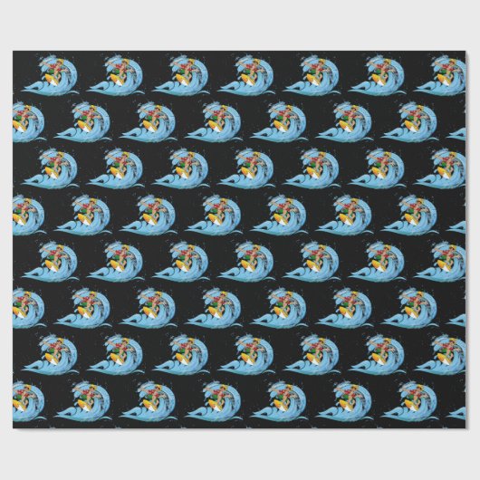 Surfen auf Blue Wave Geschenkpapier (Flach)