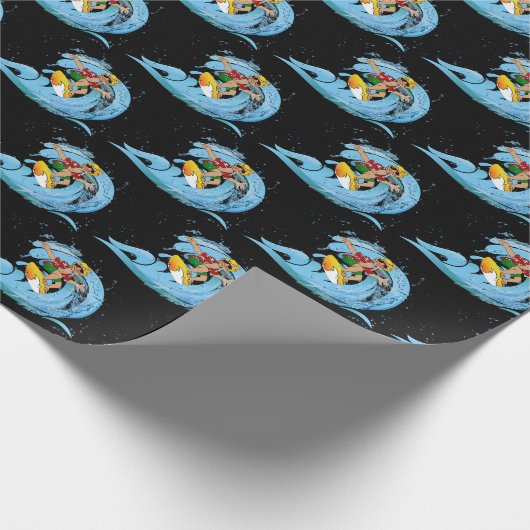 Surfen auf Blue Wave Geschenkpapier (Ecke)