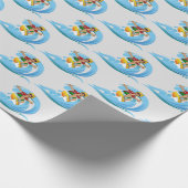 Surfen auf Blue Wave Geschenkpapier (Ecke)