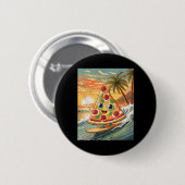 Surfen auf einer Pizzascheibe in tropischem Strand Button (Vorne & Hinten)