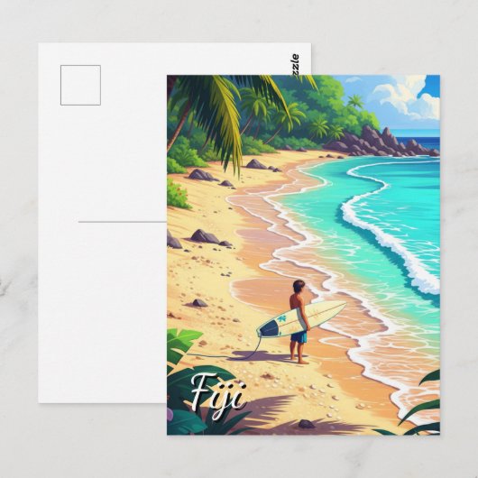 Surfen auf Fidschi Postkarte (Vorne/Hinten)