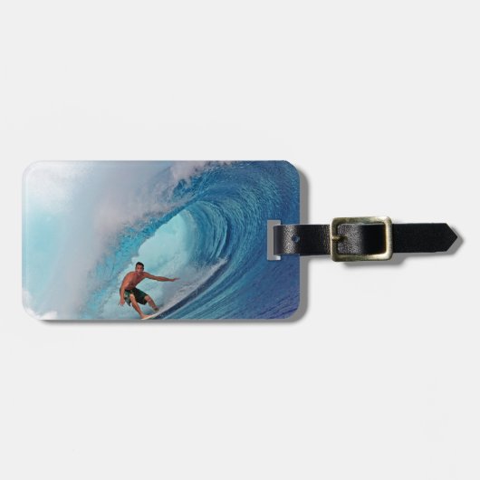 Surfen auf Mentawai Inseln mit großer blauer Welle Gepäckanhänger (Vorderseite horizontal)