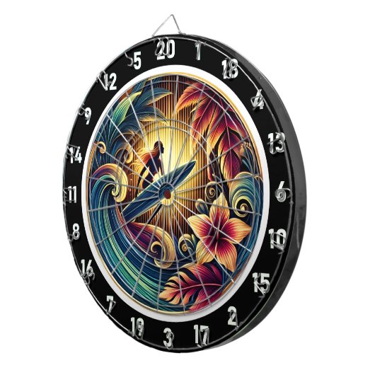 Surfen auf Wave mit Sunset Vibes Dartscheibe (Vorderseite rechts)