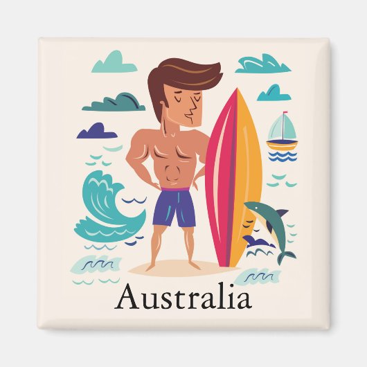 Surfen Australien Individuelle Name Magnet (Vorne)