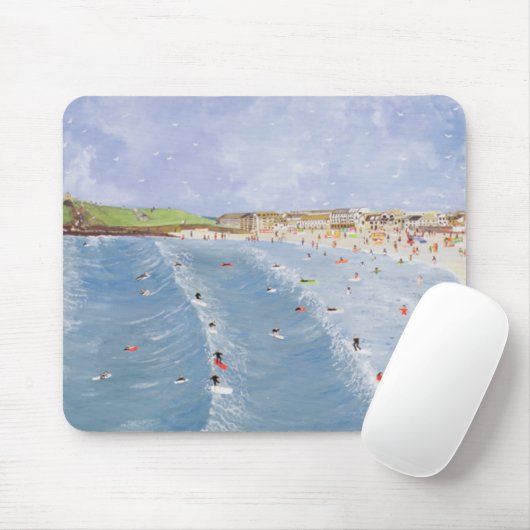 Surfen bei Porthmeor Mousepad (Mit Mouse)