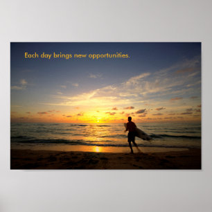 Surfen bei Sonnenaufgang Poster