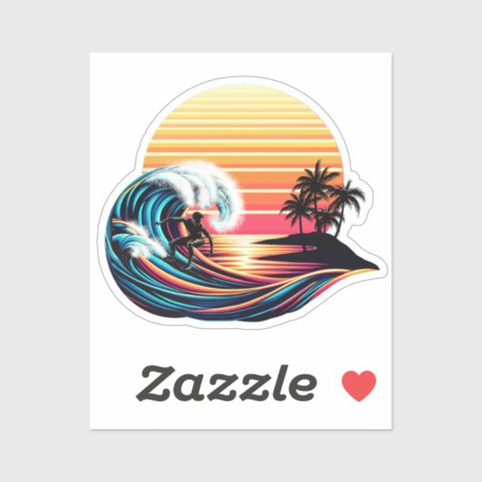 Surfen bei Sonnenuntergang Aufkleber (Blatt)