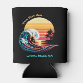 Surfen bei Sonnenuntergang Dosenkühler (Rückseite)