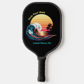 Surfen bei Sonnenuntergang Pickleball Schläger (Rückseite)