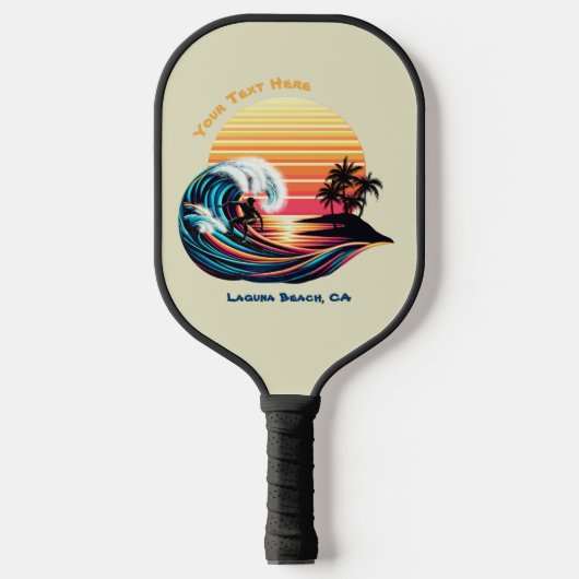 Surfen bei Sonnenuntergang Pickleball Schläger (Vorderseite)