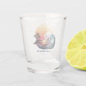 Surfen bei Sonnenuntergang Schnapsglas (Rückseite)