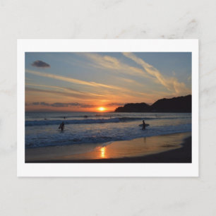 Surfen bei Sonnenuntergang: Shonan Coast, Japan Po Postkarte