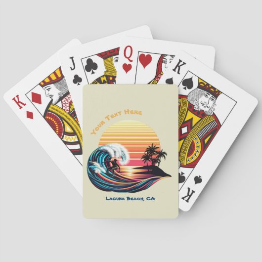 Surfen bei Sonnenuntergang Spielkarten (Rückseite)
