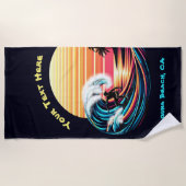 Surfen bei Sonnenuntergang Strandtuch (Vorderseite)