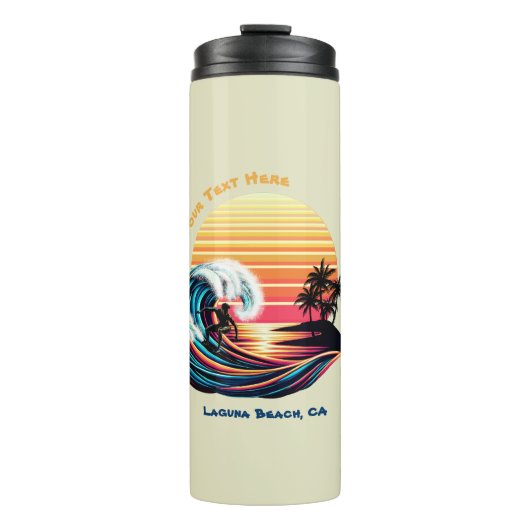 Surfen bei Sonnenuntergang Thermosbecher (Vorderseite)