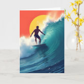 Surfen bei Sonnenuntergang zum Geburtstag Karte (Gelbe Blume)
