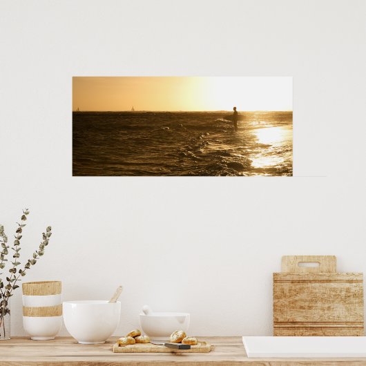 Surfen bei Sunset - Oahu, Hawaii Poster (Küche)