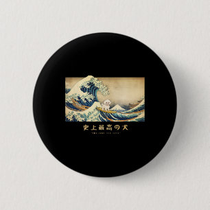 Surfen Bichon Frise Kanagawa Welle Japanischer Hun Button