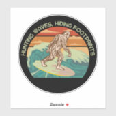 Surfen Bigfoot Jagd Waves Verstecken von Fußspuren Aufkleber (Blatt)