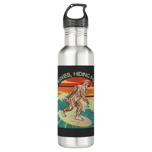 Surfen Bigfoot Jagd Waves Verstecken von Fußspuren Edelstahlflasche (Vorderseite)