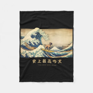 Surfen Black Mouth Cur Kanagawa Wave Japanischer H Fleecedecke
