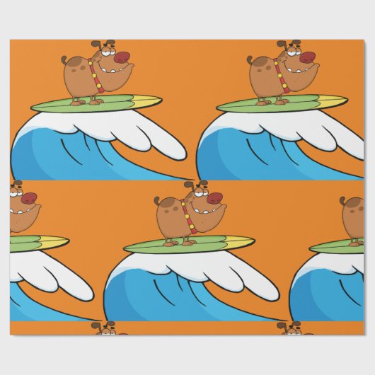 Surfen Bulldog Funny Dog Wrapping Paper Geschenkpapier (Flach)