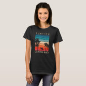 Surfen California Beach Sunset Palm Tree Surfer G T-Shirt (Vorne ganz)