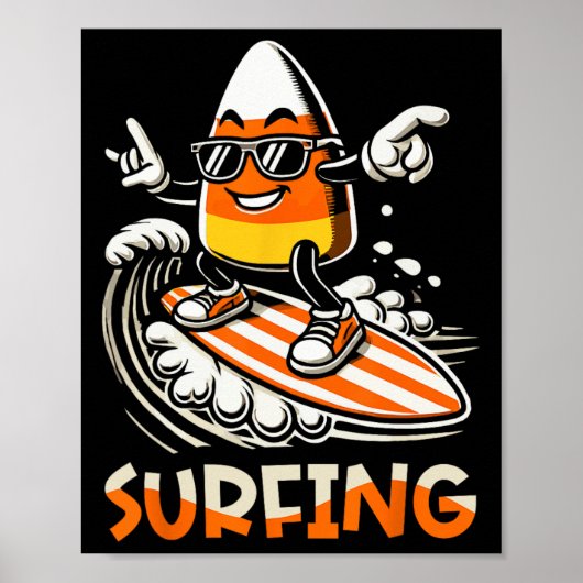 Surfen Candy Corn Funny Halloween Design Poster (Vorne)