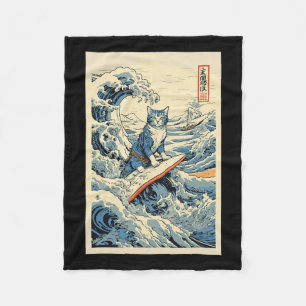Surfen Cat Hokusai Great Wave Off Kanagawa Japane Fleecedecke