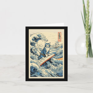 Surfen Cat Hokusai Great Wave Off Kanagawa Japane Karte