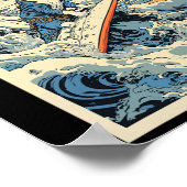 Surfen Cat Hokusai Great Wave Off Kanagawa Japane Poster (Ecke)