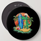 Surfen Dinosaur Funny Beach Vacation Animal Graph Button (Vorne & Hinten)