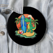 Surfen Dinosaur Funny Beach Vacation Animal Graph Button (Beispiel)