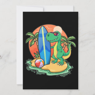 Surfen Dinosaur Funny Beach Vacation Animal Graph Einladung
