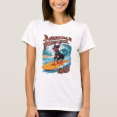 Surfen Doberman Pinscher Riding Tropische Welle T-Shirt (Vorderseite)