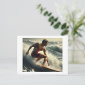 Surfen durch sonnige Wellen, Postkarte (Stehend Vorderseite)