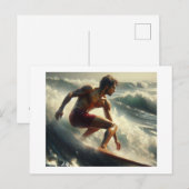 Surfen durch sonnige Wellen, Postkarte (Vorne/Hinten)
