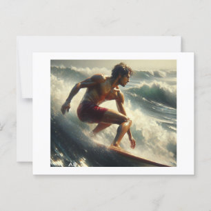 Surfen durch sonnige Wellen, Postkarte