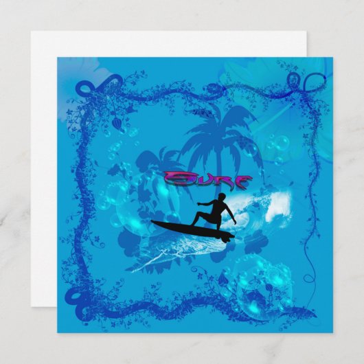 Surfen Einladung (Vorne/Hinten)