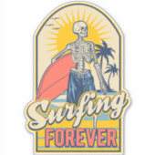 Surfen Forever Skeleton Surfer Typ Tropisch Aufkleber (Vorderseite)
