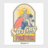 Surfen Forever Skeleton Surfer Typ Tropisch Aufkleber (Blatt)