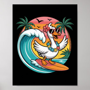 Surfen Gans Retro Hawaiianische Sommer Stimmung St Poster