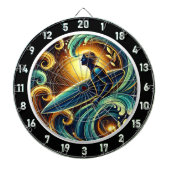 Surfen gegen Golden Sunset Glow Art Dartscheibe (vorne)