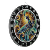 Surfen gegen Golden Sunset Glow Art Dartscheibe (Vorderseite Links)