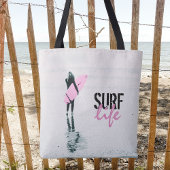 Surfen Girl Pink Surfbrett Surfen Kunst Tasche