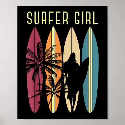 Surfen Girl Surfbrett Surfen Girl's Surfen Poster (Vorne)