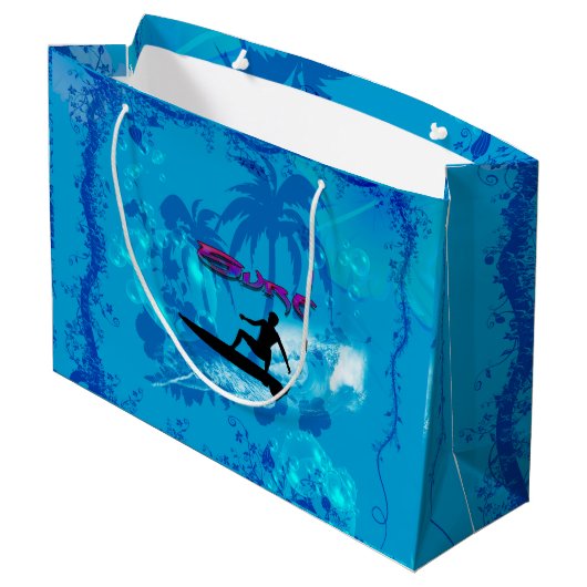 Surfen Große Geschenktüte (Rückseite Schrägansicht)