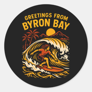 Surfen Gruesse Von Byron Y Vintage Damen Surfen Runder Aufkleber