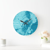 Surfen Hawaii Green Room Hawaiian Clock Große Wanduhr (Zuhause)