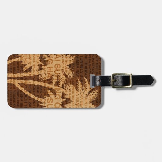 Surfen Hawaii Palm Trees Imitate Holz Gepäckanhäng Gepäckanhänger (Vorderseite horizontal)